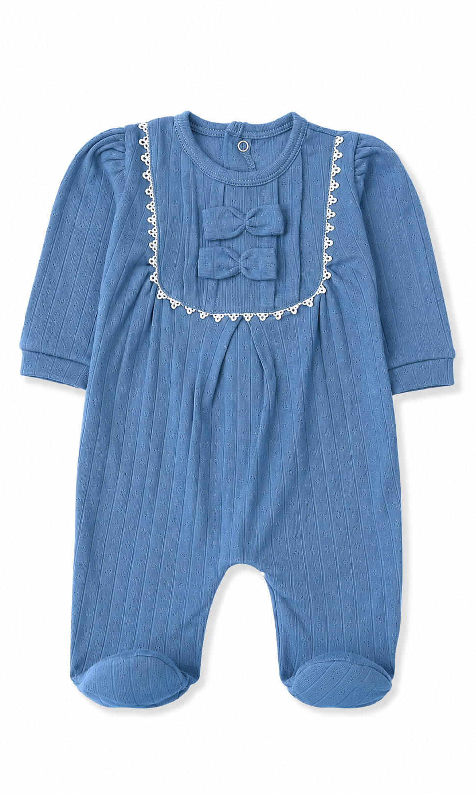 Baby Girls Footed Romper Pack of 2 Floral Print & Blue Bow