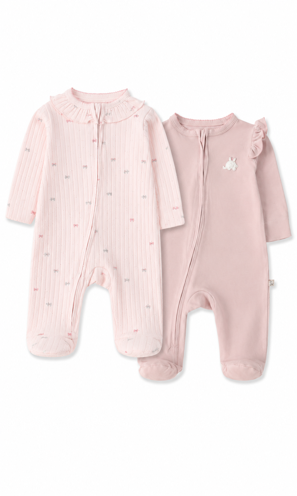 Baby Girls Footed Romper Pack of 2 Pink