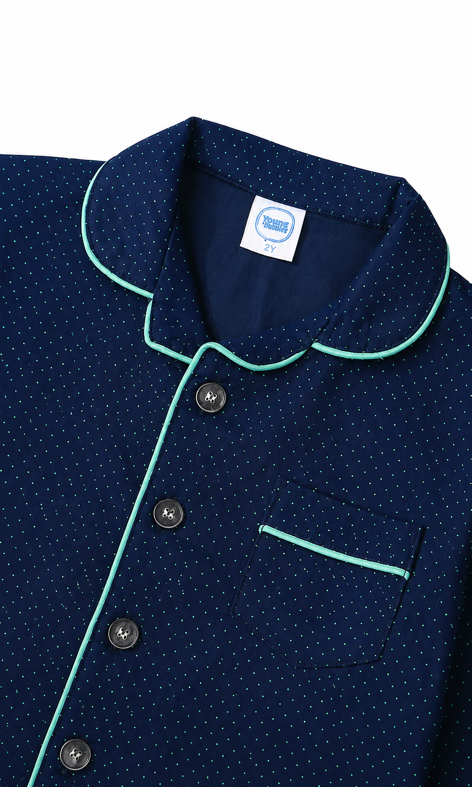 Kids Night Suit Navy Blue Geometric Print