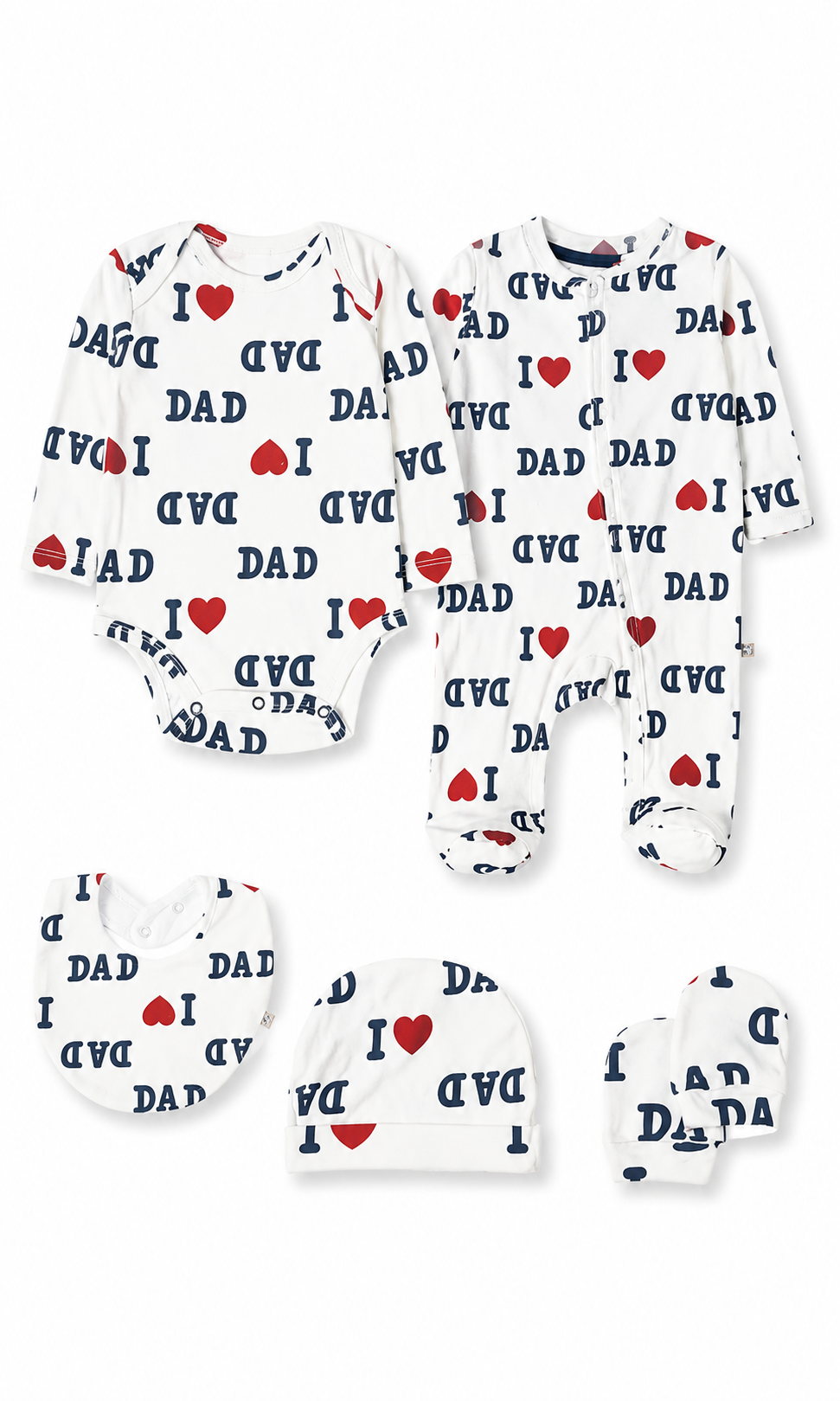 Baby Boys 5 Piece Gift Set White I Love Dad Print
