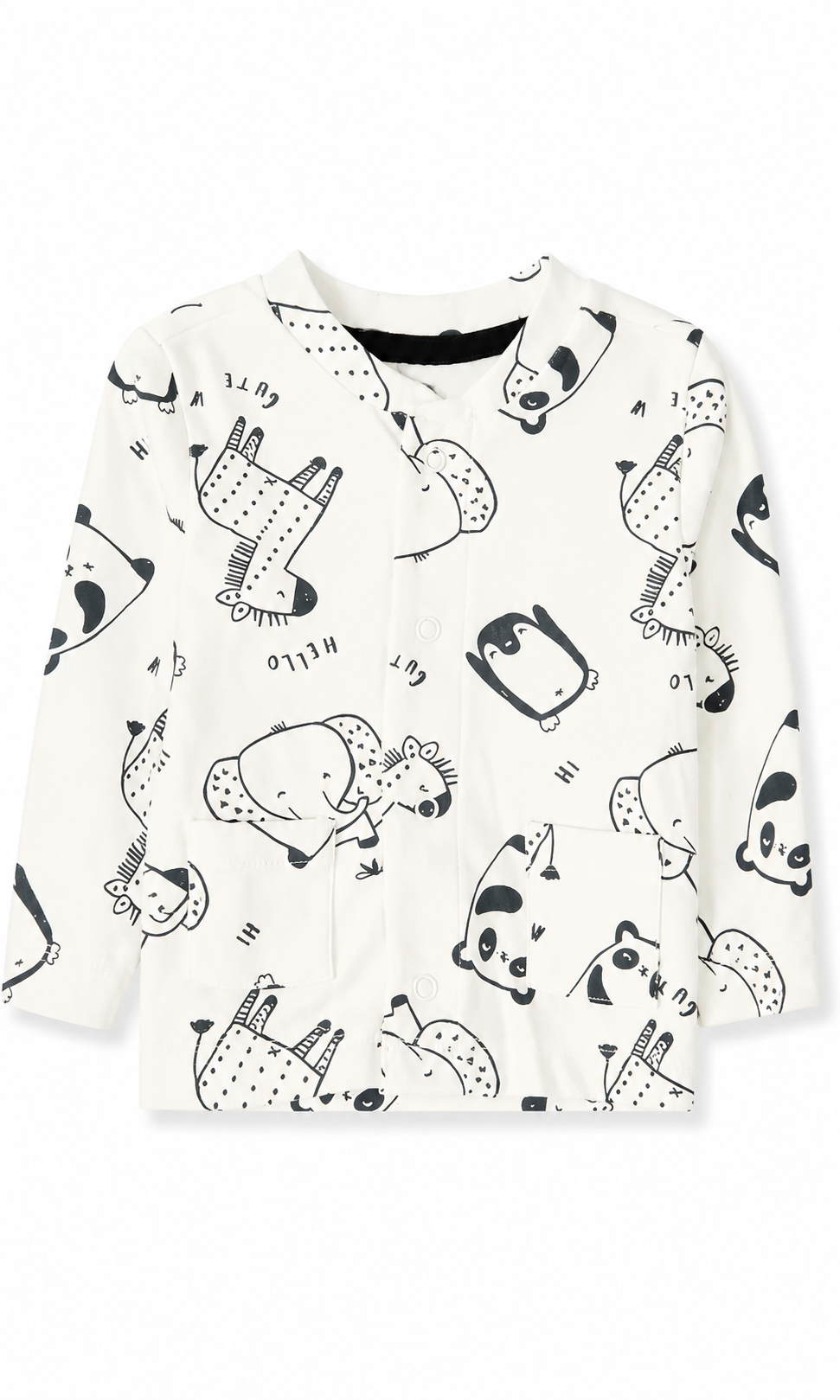 Baby Gift Set White Cartoon Animals Print 6 Piece Newborn Set