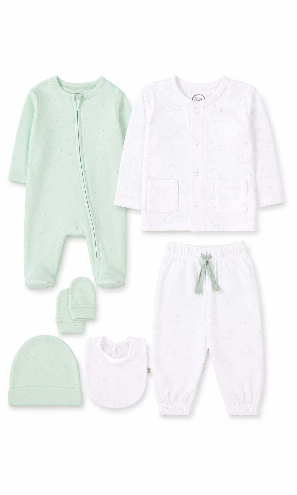 Baby Gift Set Mint White 6 Piece Newborn Set