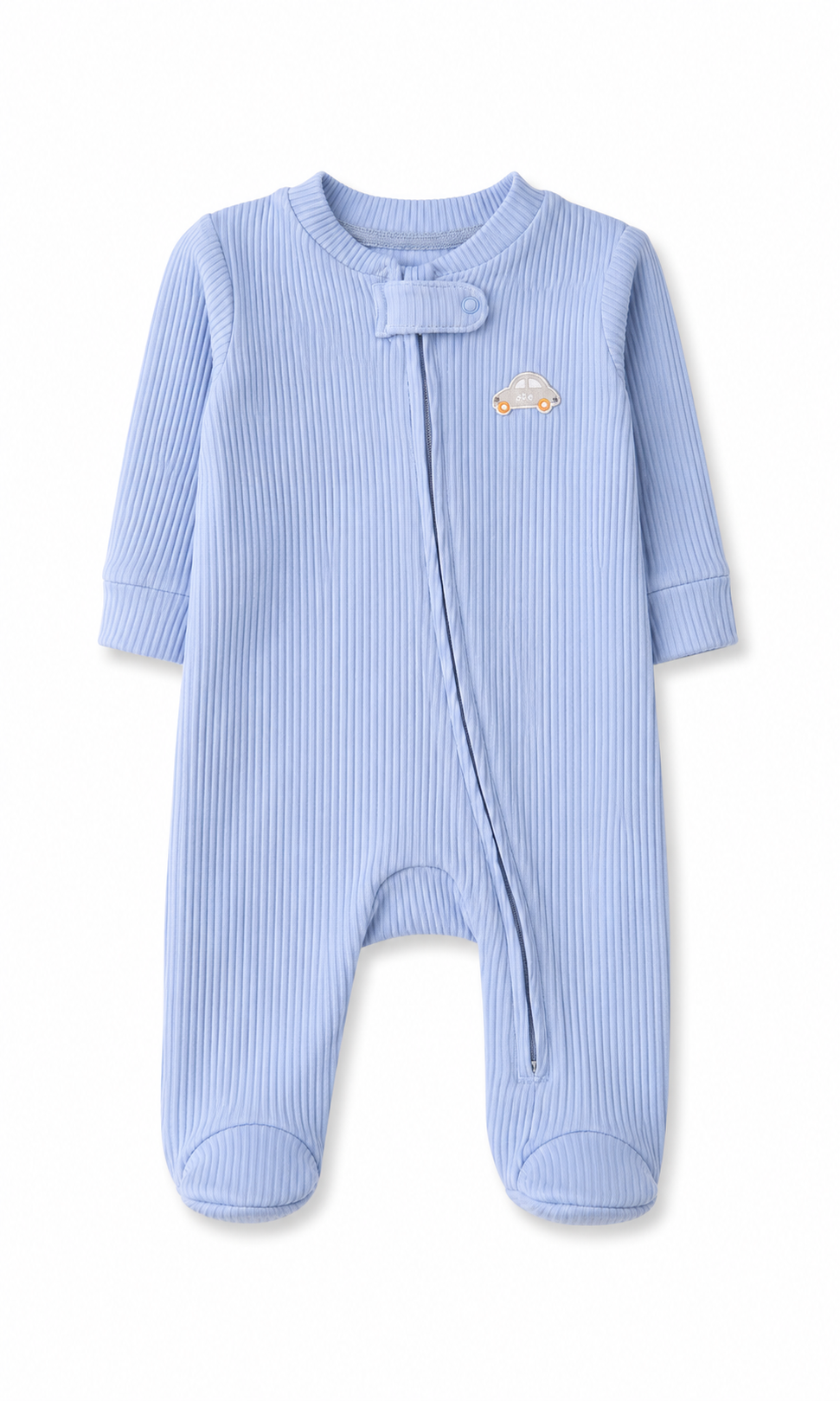 Baby Romper Pack of 2 Sky Blue Solid & White Cute Cars Print