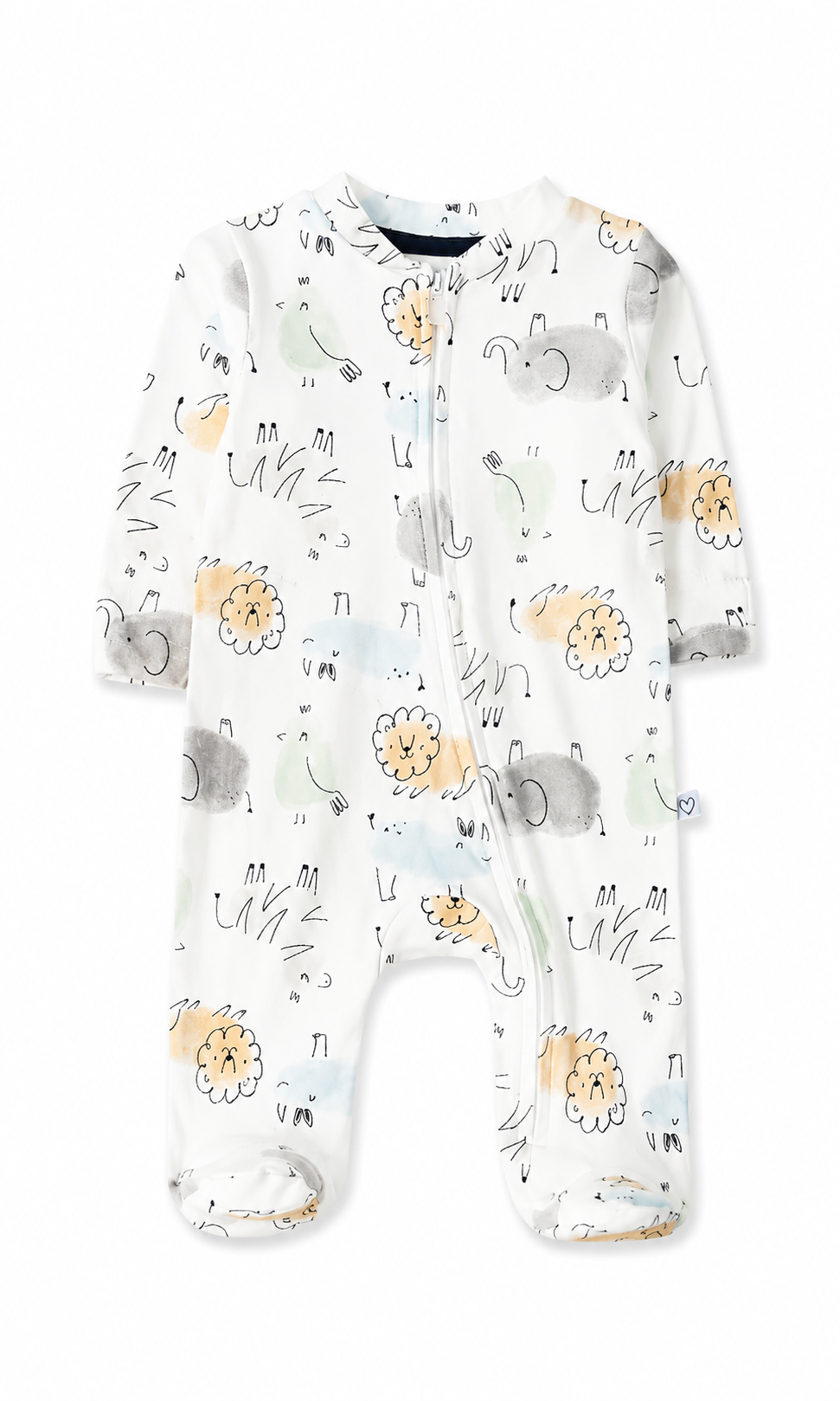 Baby Romper Pack of 2 White Navy Stripes & Lion Print