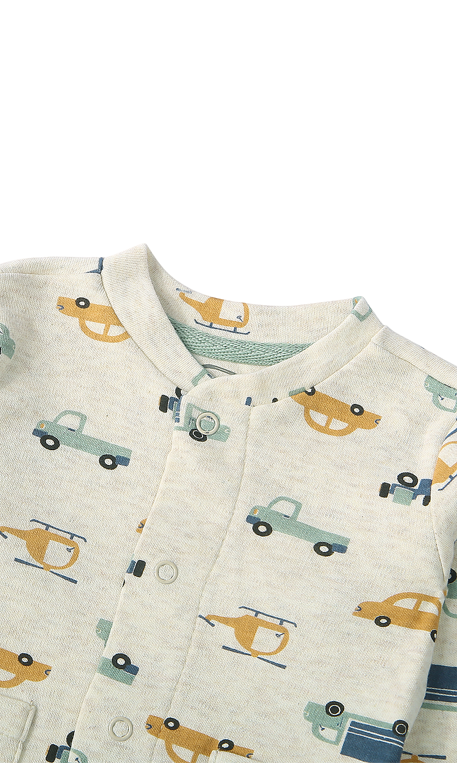Baby Boys 6-Piece Gift Set Steel Blue Ribbed & Cream Vehicle Print Newborn Layette