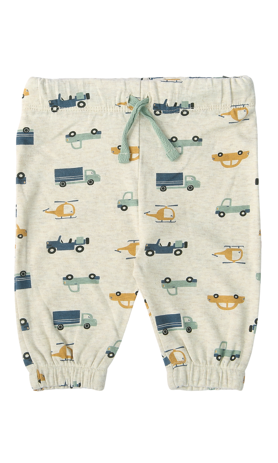 Baby Boys 6-Piece Gift Set Steel Blue Ribbed & Cream Vehicle Print Newborn Layette