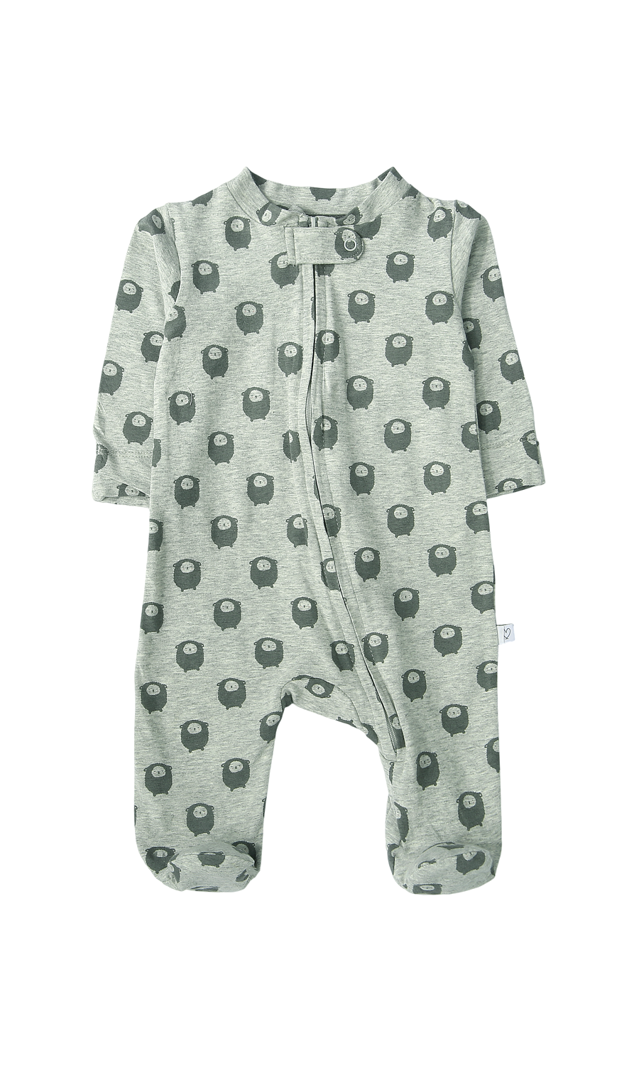 Baby Boys Grey Ribbed and Sage Green Monster Print Footed Romper Pack of 2