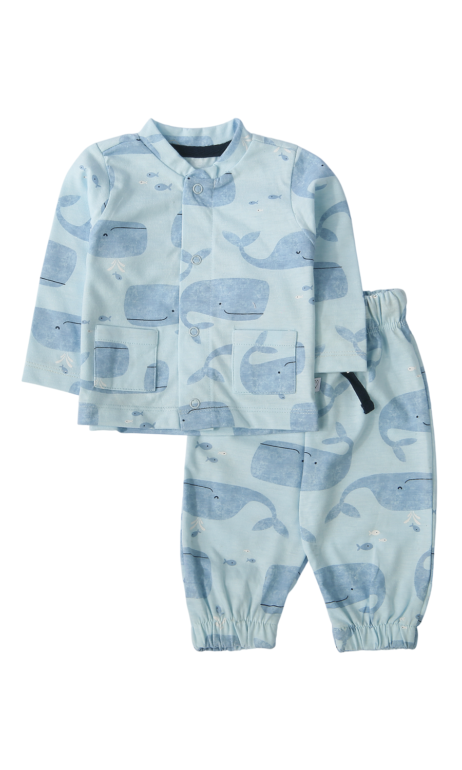 Baby Boys Night Suit Light Blue Whale Print