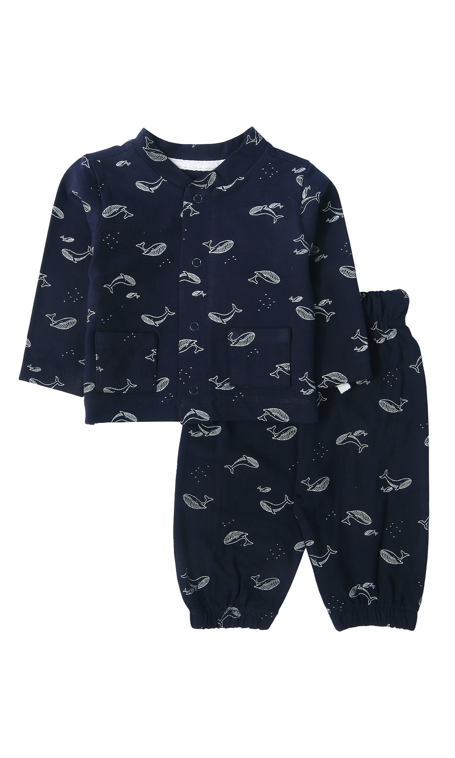 Baby Boys Night Suit Navy Blue Whale Print