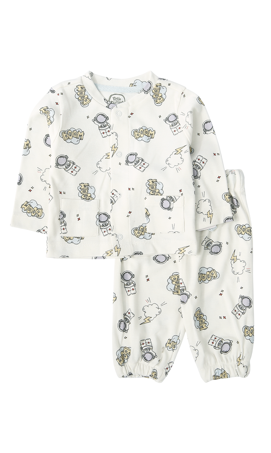 Baby Boys Night Suit Off White Space Print