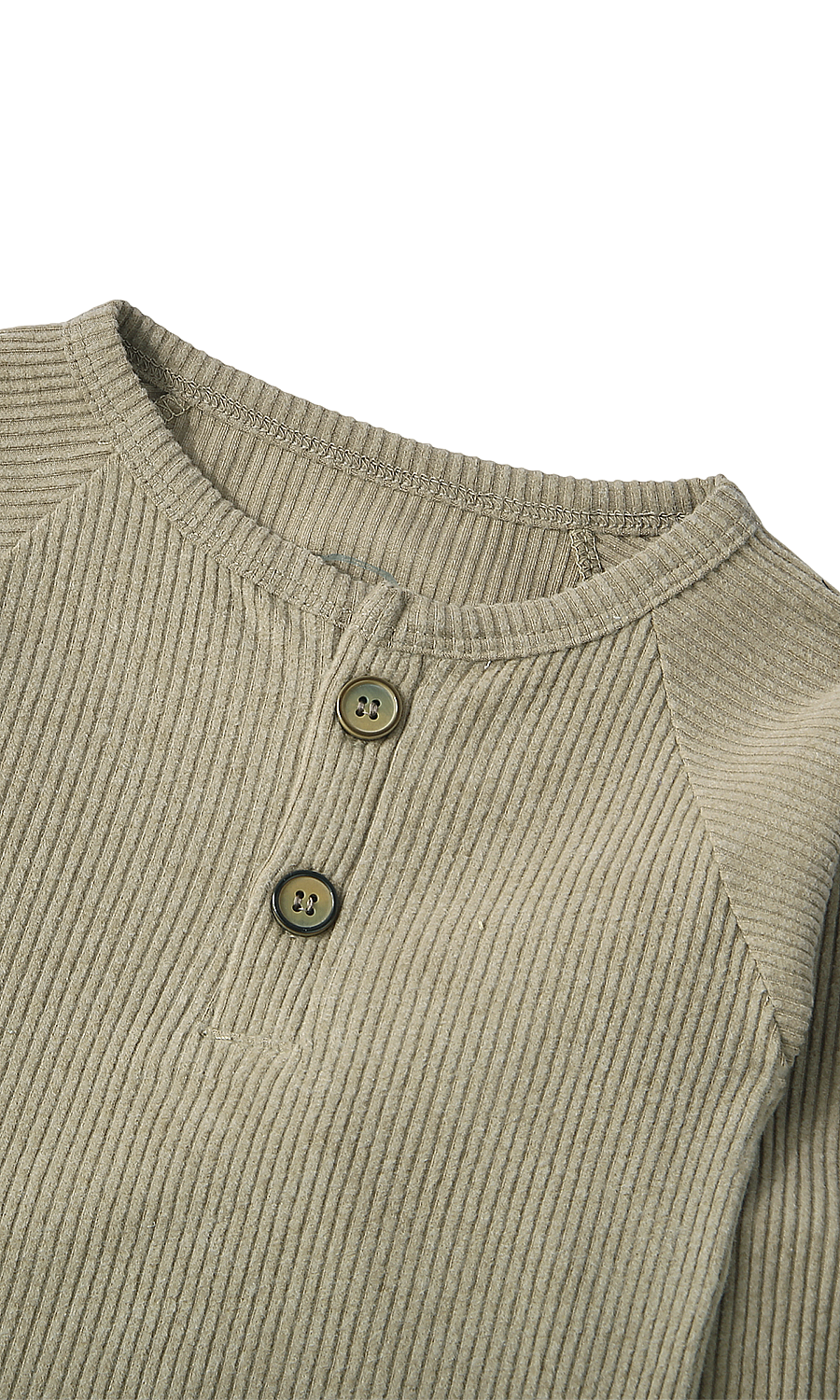 Baby Boys Night Suit Sage Olive Wide Rib Henley 3-Piece Pyjama Set with Cap