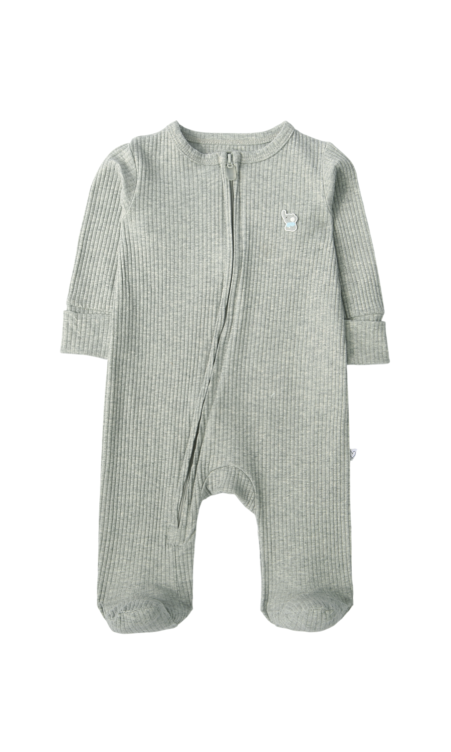 Baby Boys Sleep Suit Pack of 2 Grey Cream Ribbed