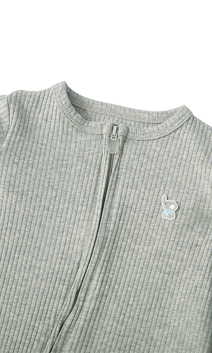Baby Boys Sleep Suit Pack of 2 Grey Cream Ribbed