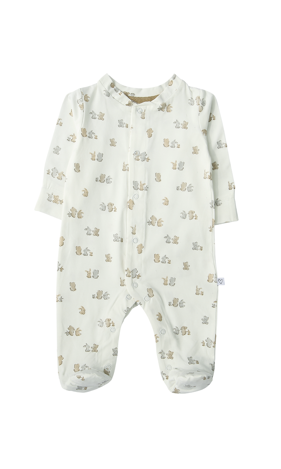 Baby Boys Sleep Suit Pack of 2 White Olive Green Bunny Print