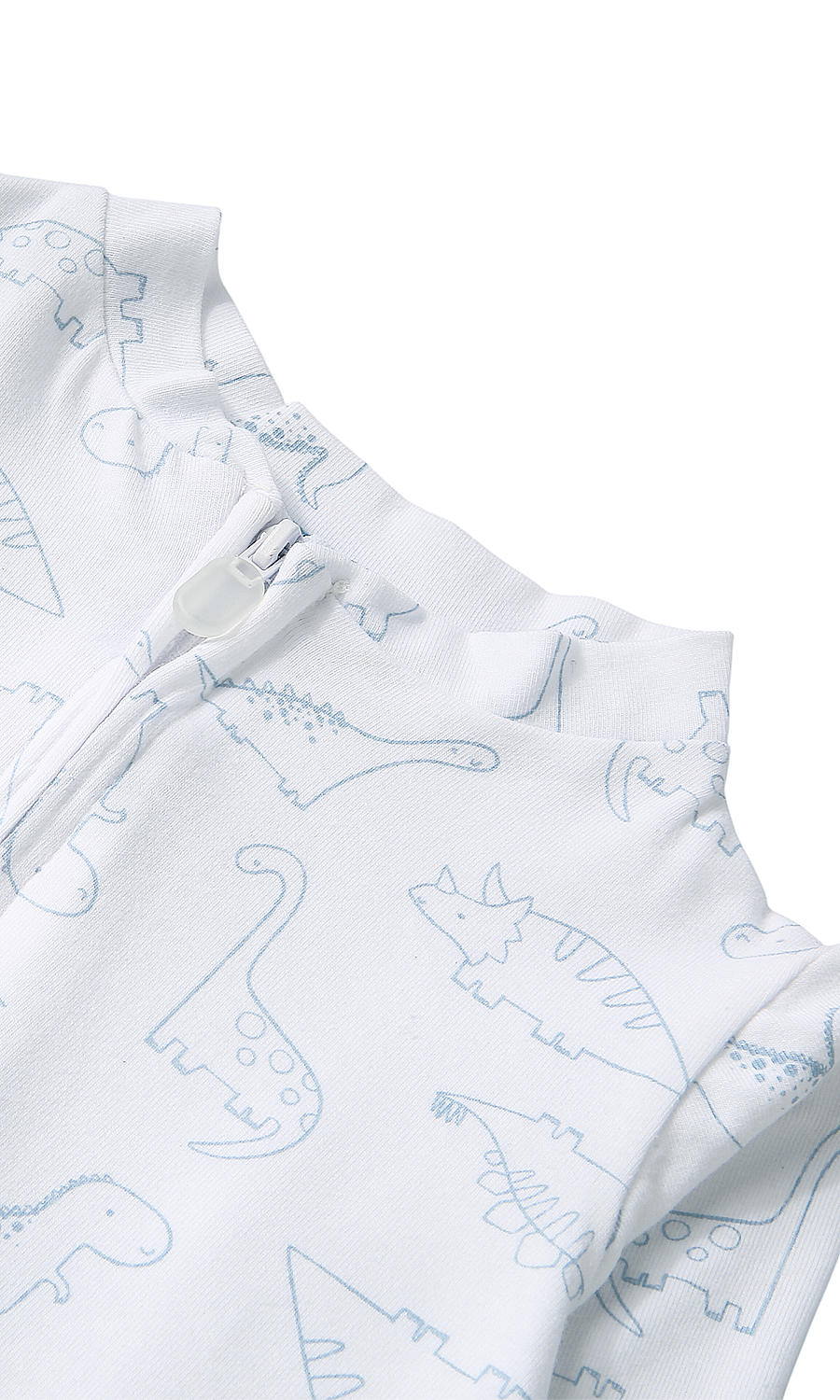Baby Boys Sleep Suit Pack of 2 White Sky Blue Dinosaur Print