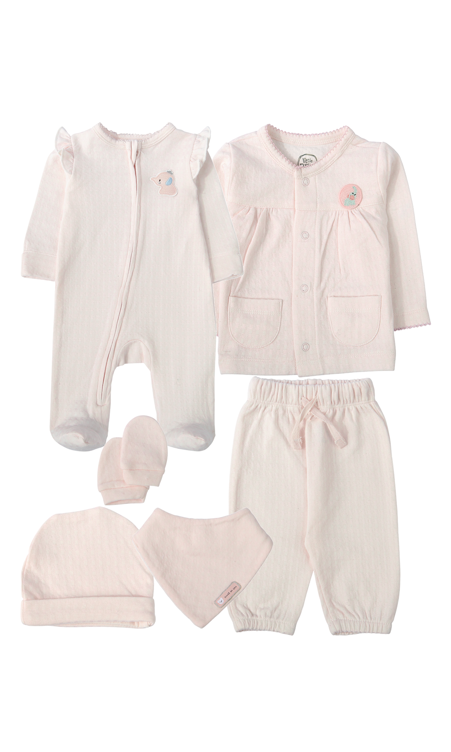 Baby Girls 6-Piece Gift Set Cream Floral Badge