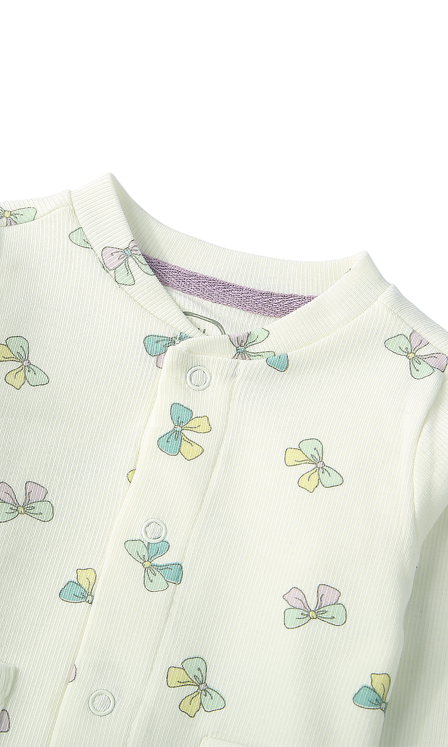 Baby Girls 6-Piece Gift Set Lilac Ribbed & Cream Pastel Bow Print Newborn Layette
