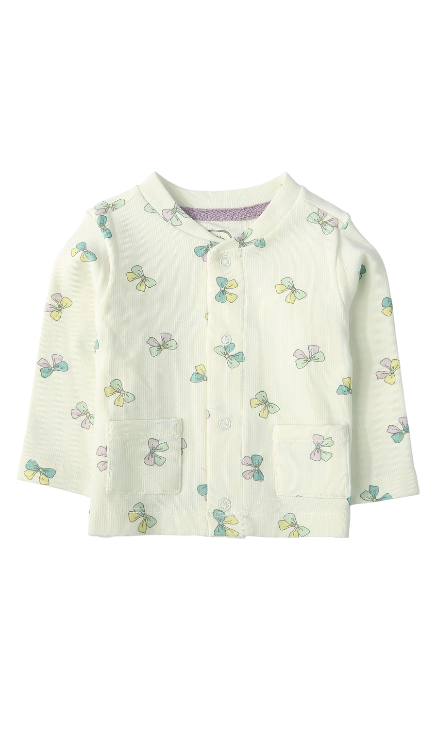 Baby Girls 6-Piece Gift Set Lilac Ribbed & Cream Pastel Bow Print Newborn Layette