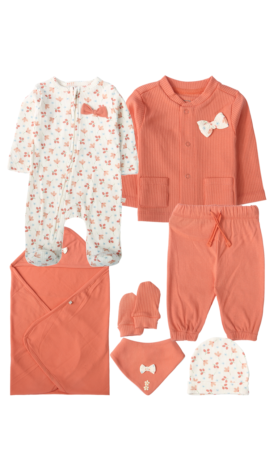Baby Girls 7 Pcs Gift Set Coral