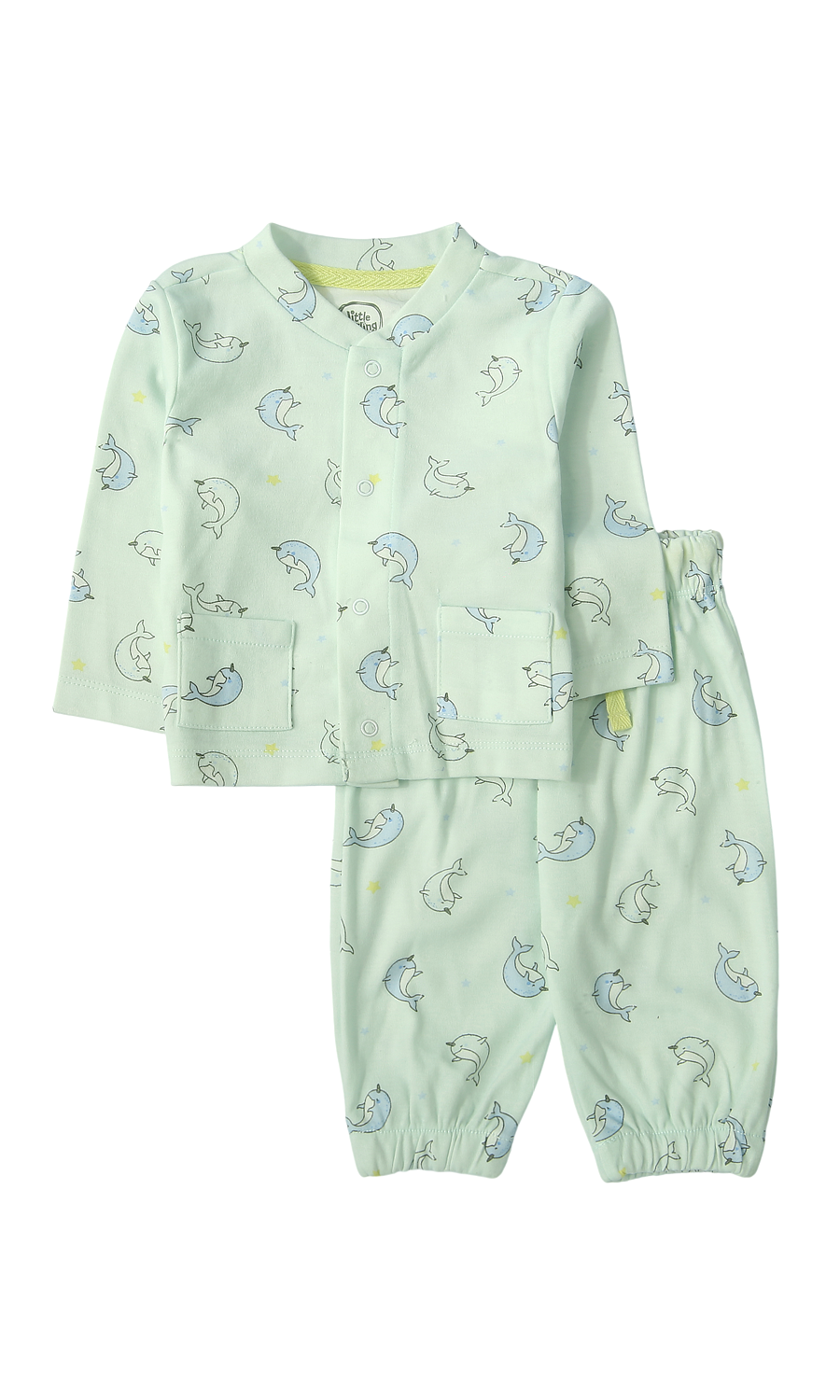 Baby Girls Mint Green Dolphin Print Night Suit