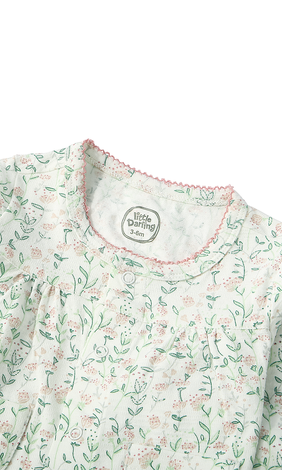 Baby Girls Night Suit Mint Botanical Wildflower Bunny Print 2-Piece Pyjama Set