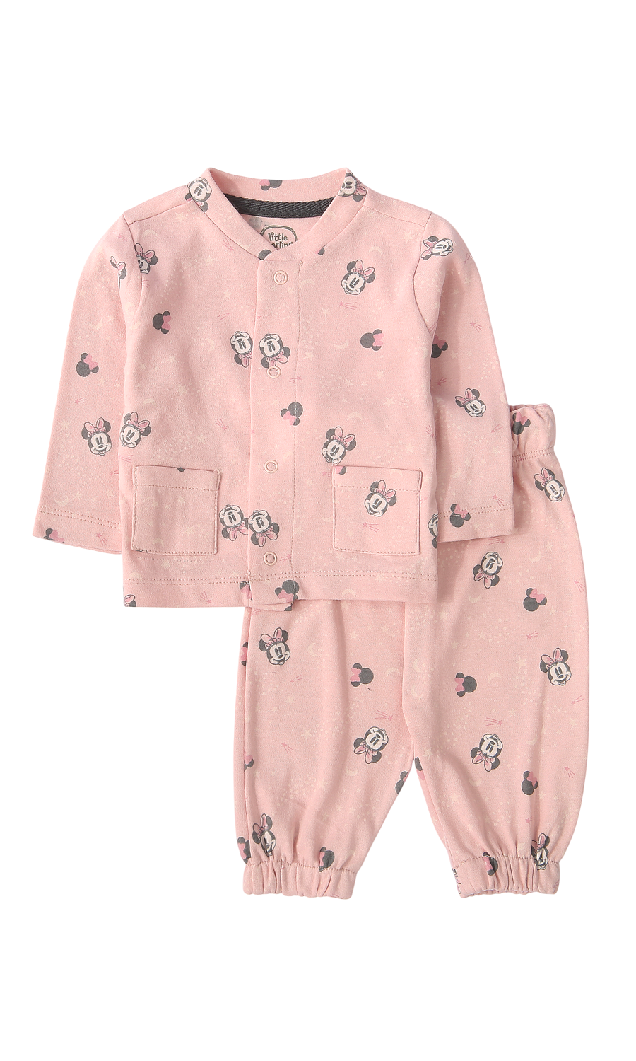 Baby Girls Night Suit Pink Minnie Mouse Print