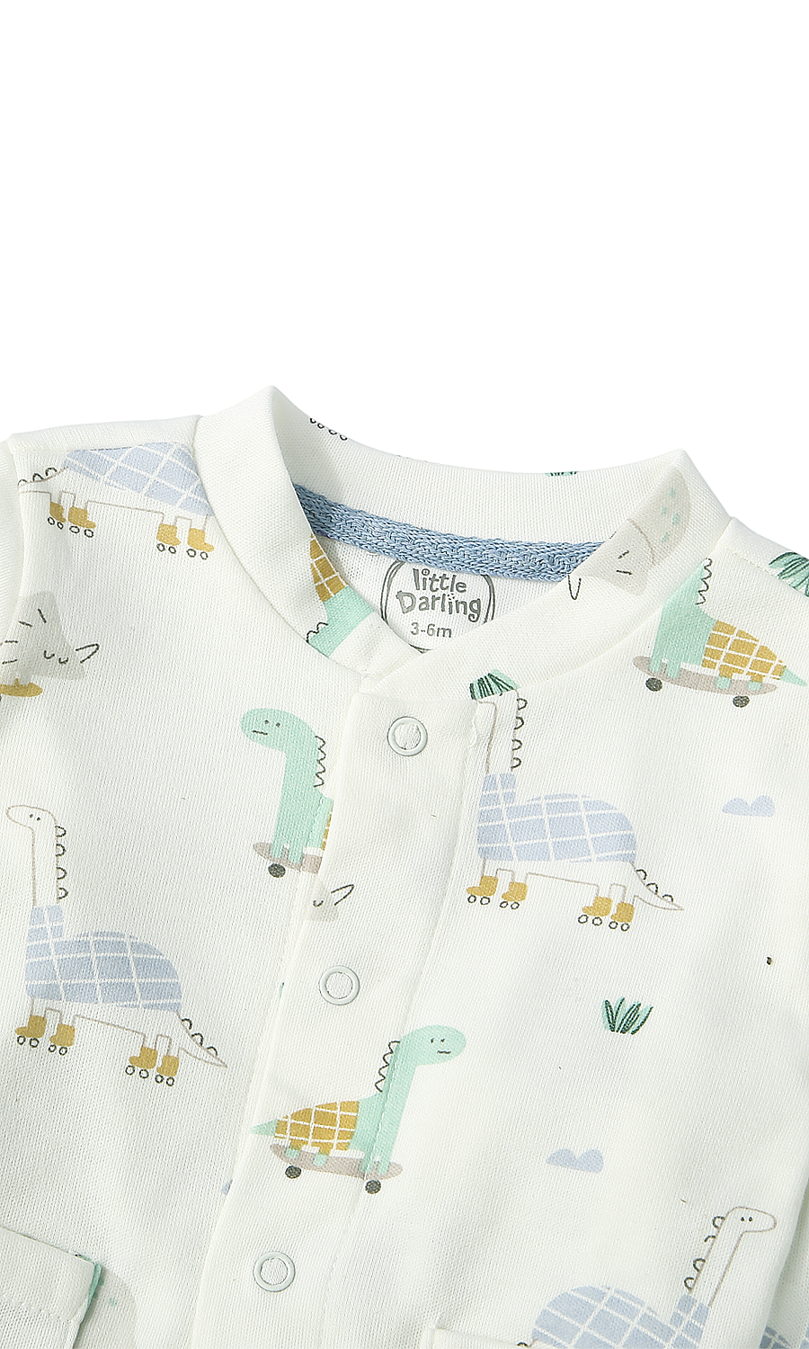 Baby Girls Night Suit White Skateboarding Dino Turtle Print 2-Piece Pyjama Set