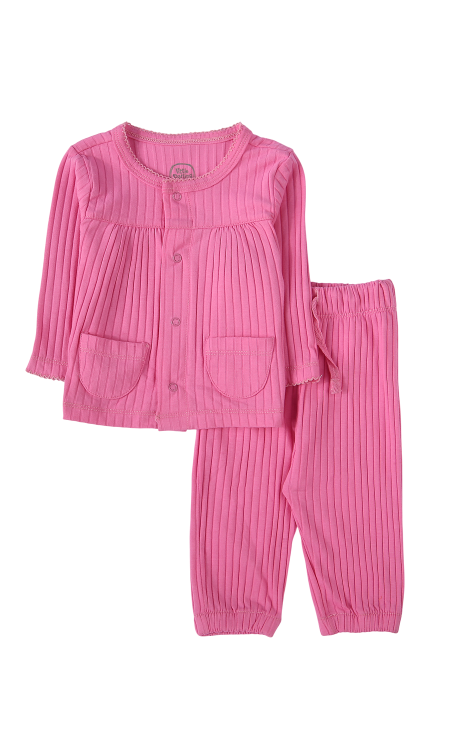 Baby Girls Pink Ribbed Night Suit