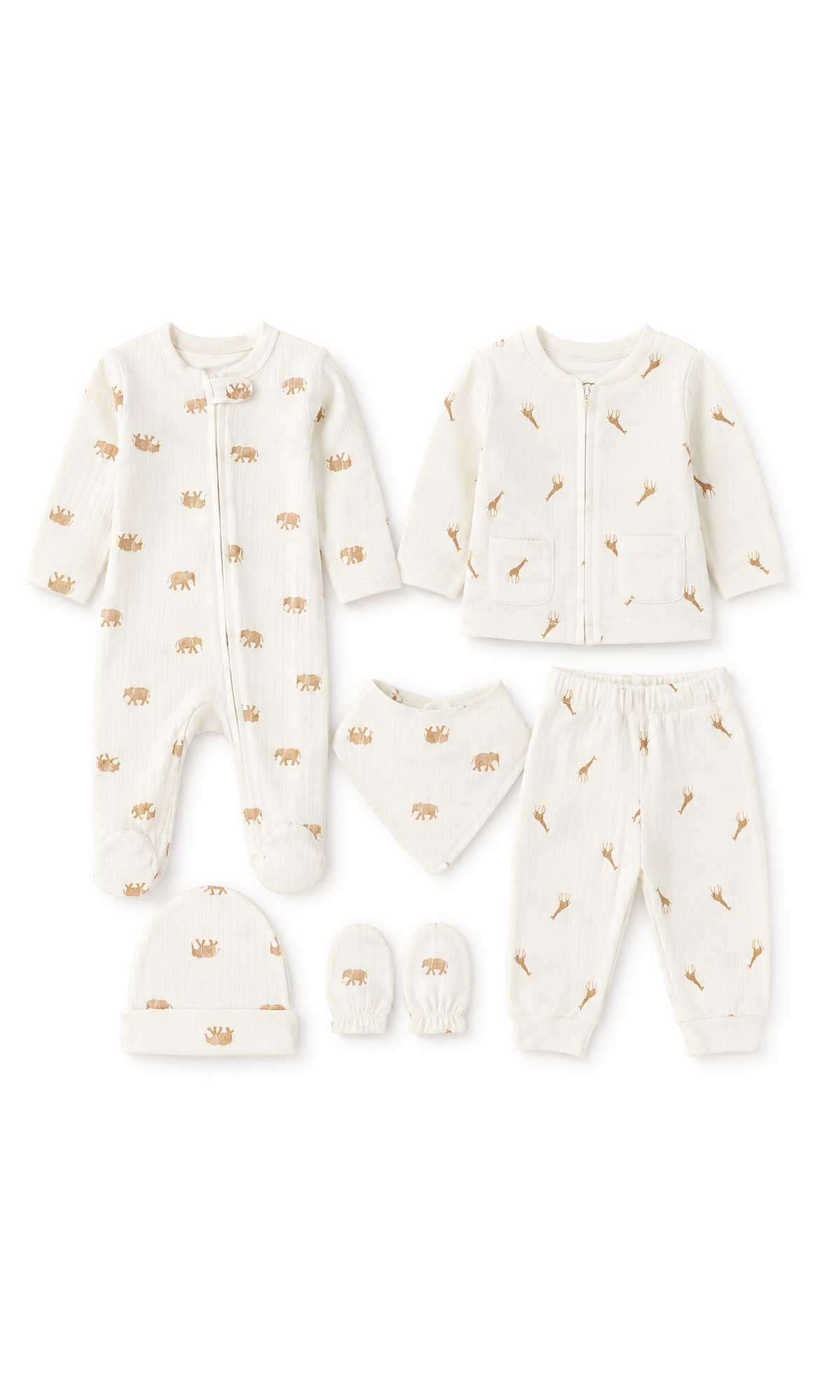 Baby Newborn Gift Set 6 Piece Cream Safari