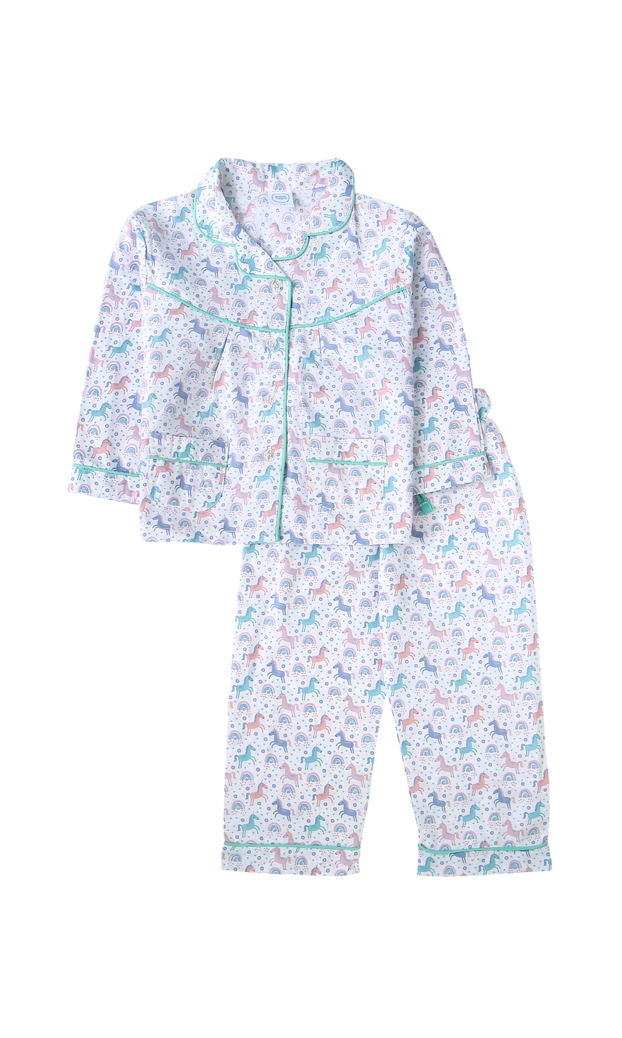 Girls Night Suit White Unicorn Print