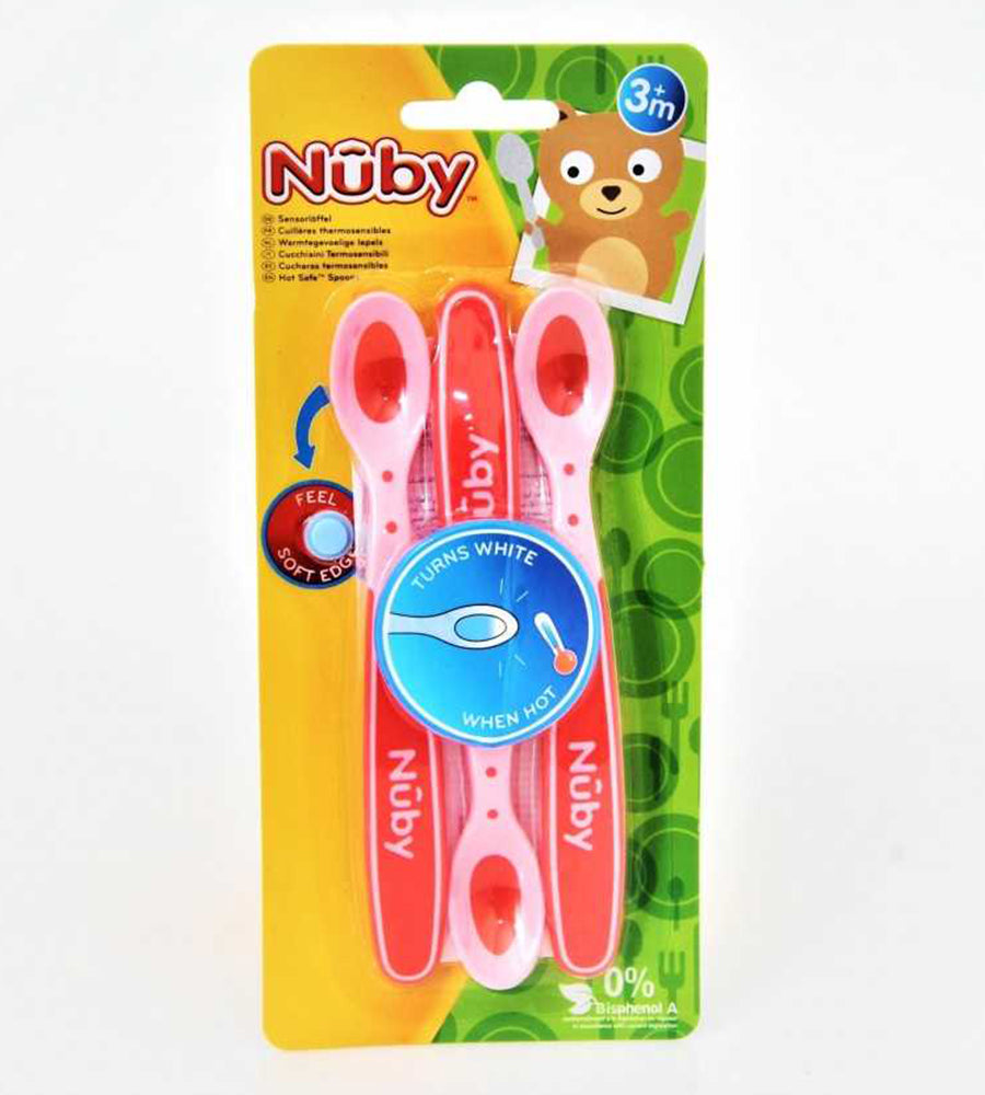 Nuby Hot Safe Spoons - Pink Pack of 3