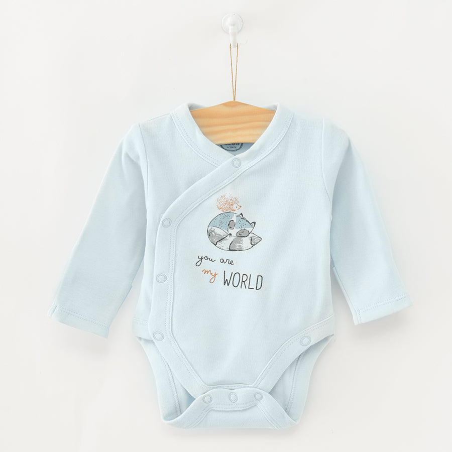 Baby Bodysuit With Long Sleeves Ecru Blue Forest Set 2 Pcs CC CNB2500685 00