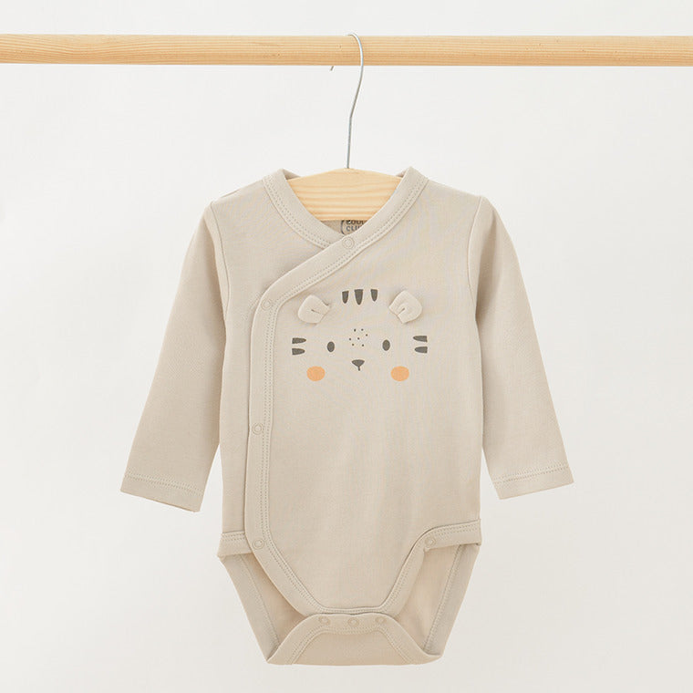 Baby Bodysuit with Long Sleeves Ecru Beige Set 2 Pcs CC CNB2503113 00